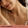 thumbnail image 4 of Beautlace 925 Sterling Silver Cross Moissanite Necklace, Rose Gold Plated D Color VVS1 Rotated Crown Round Cut Simulated Diamond Pendant Necklace Jewelry Gift for Women Wife Lover, 4 of 11