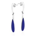 thumbnail image 4 of Sleek Teardrop Shaped Blue Lapis Inlay Sterling Silver Dangle Earrings, 4 of 5