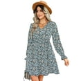 thumbnail image 1 of hirigin Women Dress, Long Sleeve V Neck Floral Print Casual Party Club Street Spring Fall Dress, 1 of 9