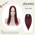thumbnail image 4 of MY-LADY Clip In Remy Topper Hairpiece Human Hair Clip On Toupee Wispy Bangs For Women Middle Part With Hair Loss Thinning Hair #99J Wine red, 4 of 8