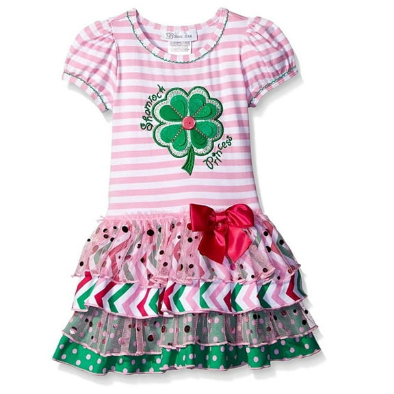 Bonnie Jean Girls Shamrock Princess St Patricks Pink Dress (12 Months, Pink)