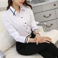 thumbnail image 5 of Womens Button Down Shirt Long Sleeve Work Dress Shirts V Neck Office Casual Blouses, 5 of 5