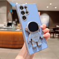 thumbnail image 3 of Compatible with Samsung Galaxy S22 Ultra Electroplated Case Women Girls Plating Astronaut Hidden Stand Case Camera Lens Protection Soft Case for Samsung Galaxy S22 Ultra 6.8 inch (Gray), 3 of 7