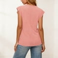 thumbnail image 6 of XPMWRP Women's V Neck Button Down Blouse Ruffle Cap Sleeve Casual Top Loose Fit Summer Shirt for Daily Wear Pink S, 6 of 8