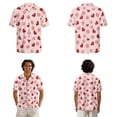 thumbnail image 2 of Xixirimido Heart Shape Paws Pink Print Couples Matching Vacation Outfits Men's Breathable Short Sleeve Shirt & Women's Irregular Hem Dress Coordinated Summer Wear for Dating, Size S, 2 of 7