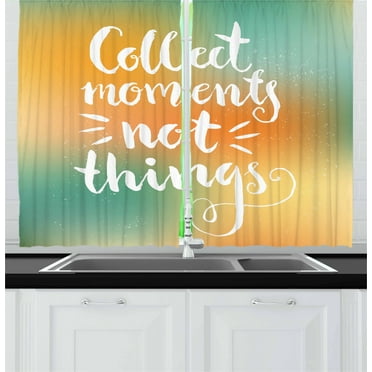 Ambesonne Saying Kitchen Curtains, Romantic Saying Design, 55"x39", Orange Seafoam and White