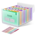 thumbnail image 1 of Organizador de archivos en forma de acordeón ThinkTex, 26 bolsillos, verde, 1 of 6