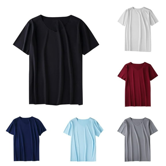 CHGBMOK T Shirts for Women Short Sleeve Shirts Casual Summer Tops Dressy V Neck Fashion Spring Clothes 2025 L