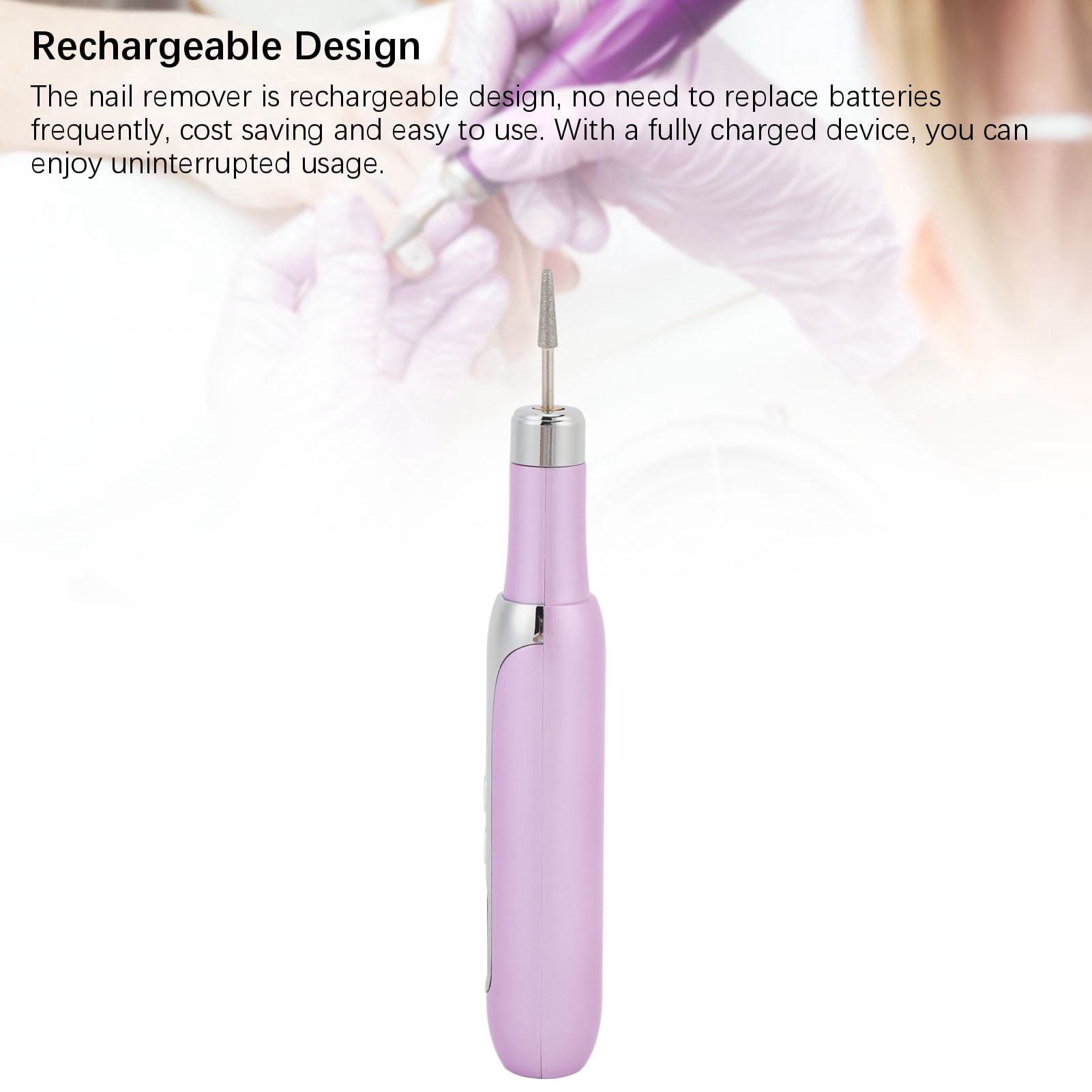 Xirurus Portable Electric Nail Drill Machine Kit 0-15000rpm Rechargeable Nail File Set Grinder for Home Salon Acrylic Gel Nails Manicure Pedicure Tools (6.7 inches / 17 cm), Purple