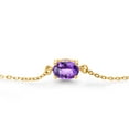 thumbnail image 3 of Gem Stone King 18K Yellow Gold Plated Silver Purple Amethyst Solitaire Bracelet for Women (0.75 Cttw, Oval Checkerboard Cut 7x5mm), 3 of 6