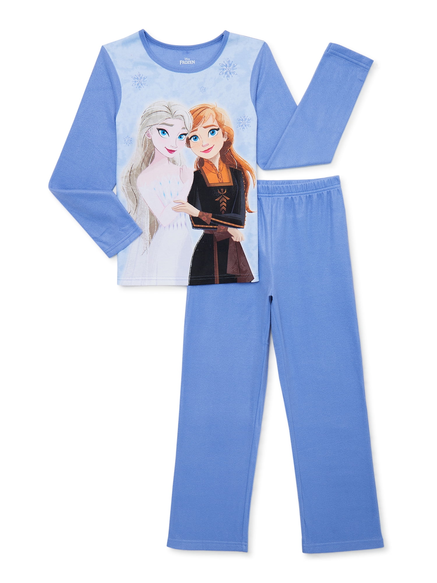 Disney Frozen Girls Long Sleeve Top and Pants Pajama Sleep Set, 2-Piece, Sizes 4-12