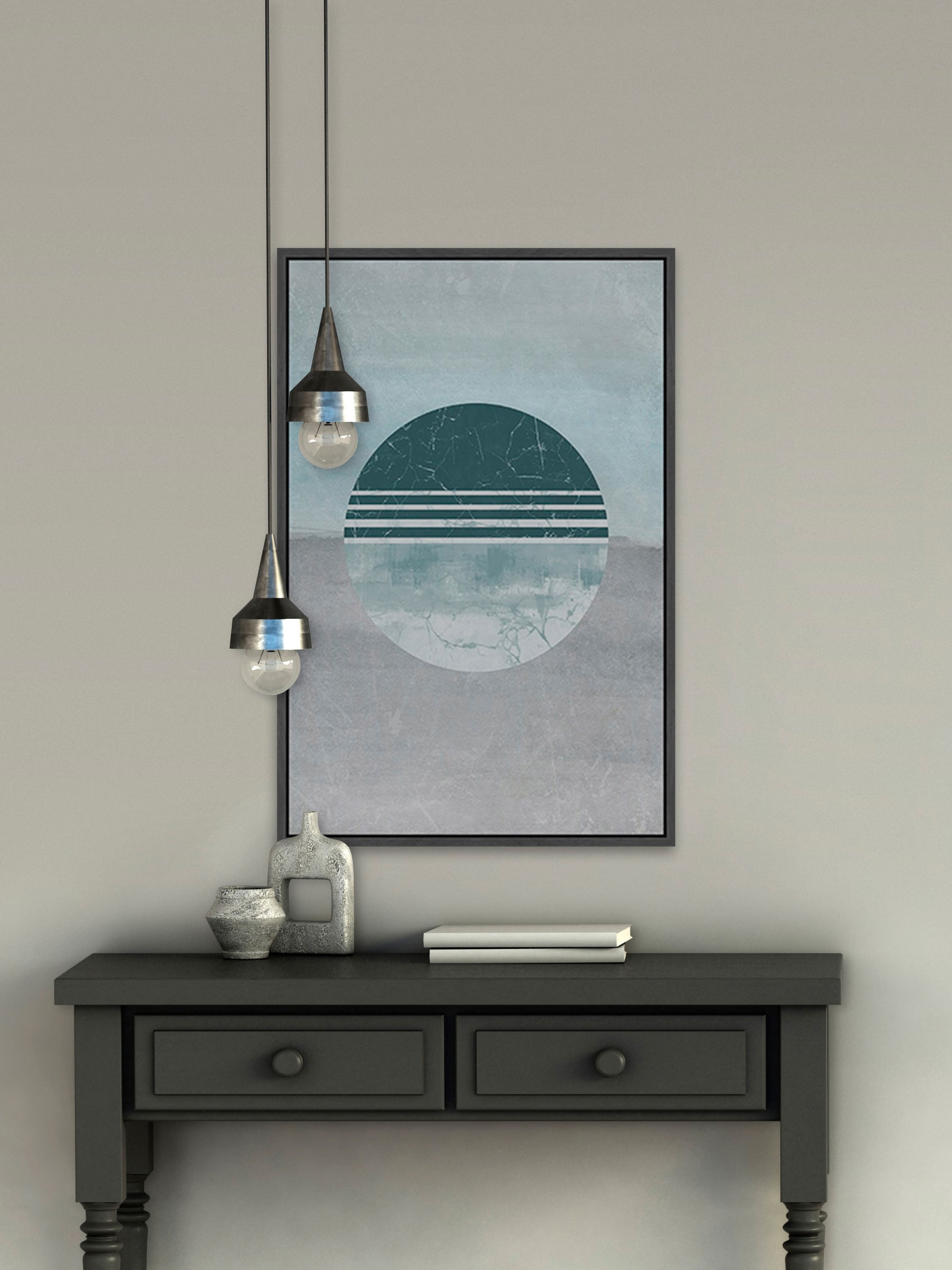Teal Surprise Floater Framed Painting Print on Canvas