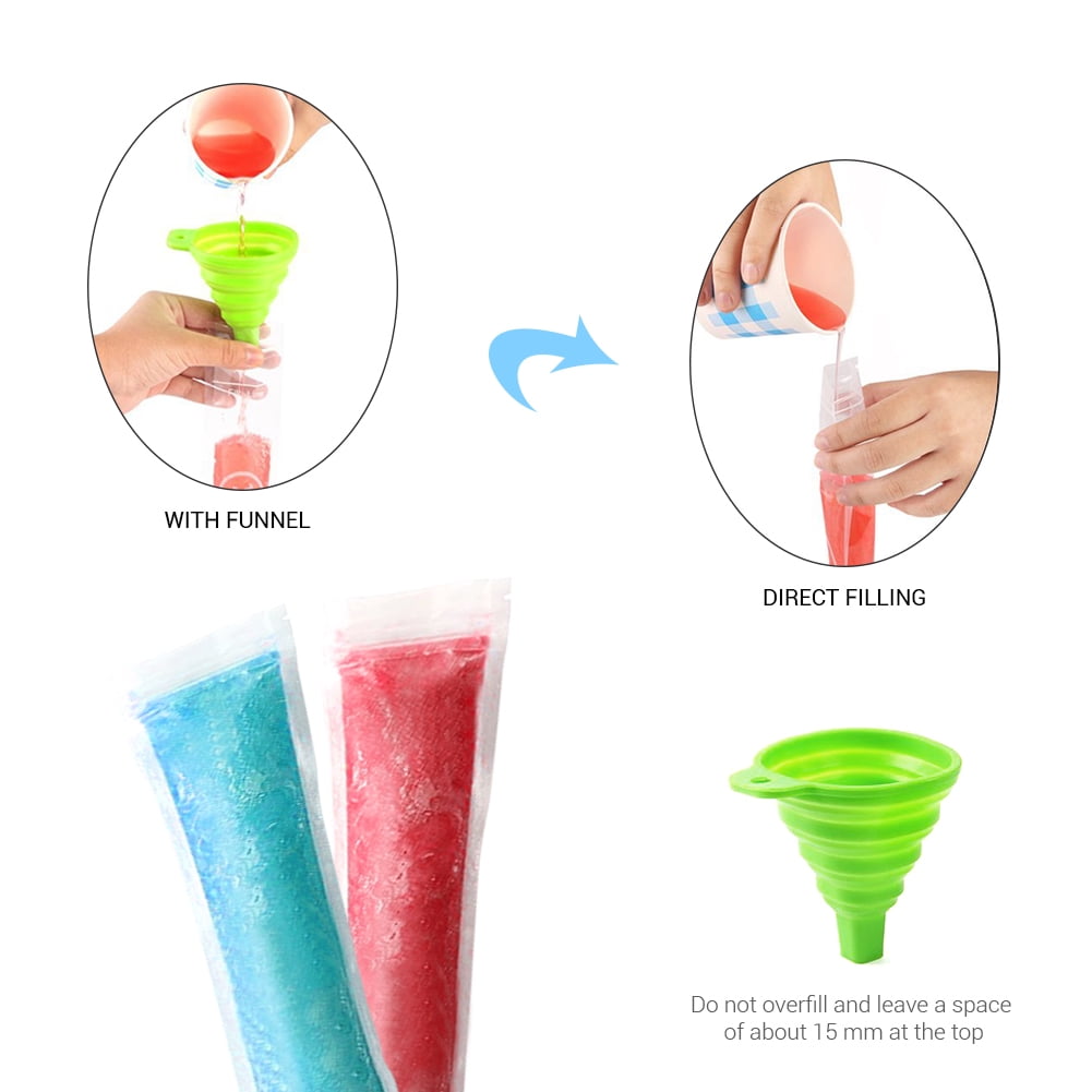 100 Moules à Popsicle Réutilisables + Entonnoir – Sacs Sans BPA Pour Glaces Maison, Yaourt, Smoothies & Jus