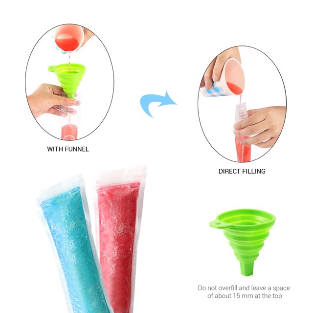 Paquete de 100 unidades de bolsas de plástico para congelador, molde para hacer helados, yogur, bebidas de verano con embudo ANGGREK Otros