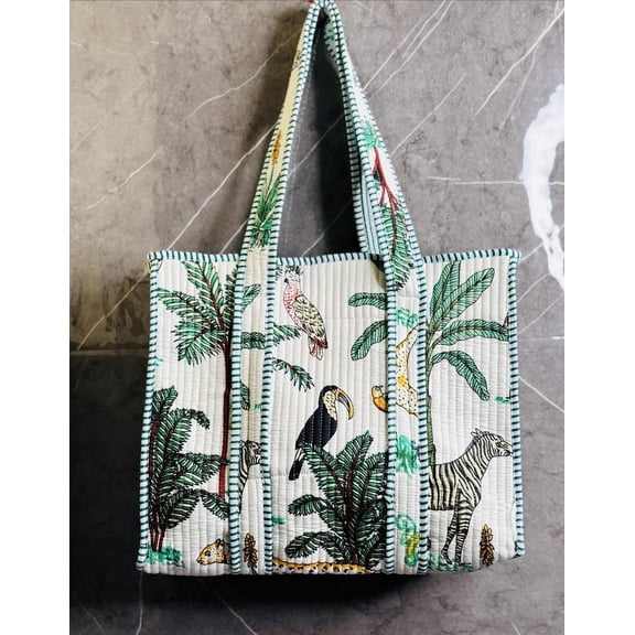 Craft Lovers Women Handblock Lightweight Travel Bag Purse Cotton Shoulder Tote Bag For Shopping Grocery & Beach Bag