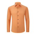 thumbnail image 3 of Lroveb Mens Dress Shirts Non Ironing Elastic Men's Long Sleeved Shirt Lapel Solid Color Button Shirt Orange, 3 of 3