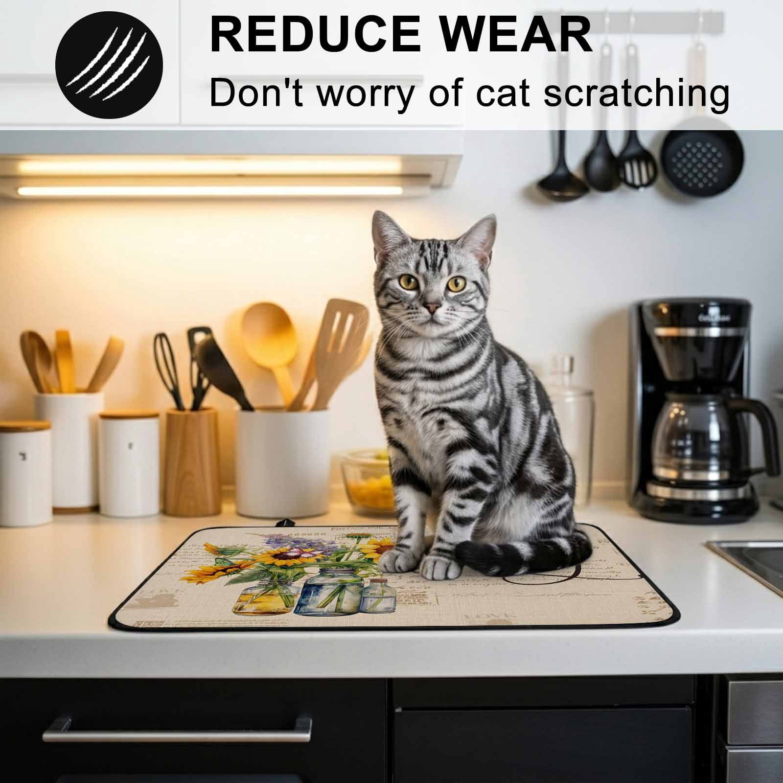 Sunflower Stove Top Cover for Electric Stove, Heat-proof & Non Slip Glass Top Stove Cover Protector, Spring Floral Summer Botanical Farmhouse Kitchen Flat Cooktop Rubber Mat 24x21 Inches