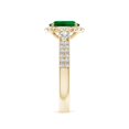 thumbnail image 3 of ANGARA Oval Lab Grown Emerald Halo Double Shank Engagement Ring for Women in 14K Yellow Gold (Size-8x6mm) | May Birthstone Jewelry for Her | Lab-Grown Emerald Engagement Ring, 3 of 9