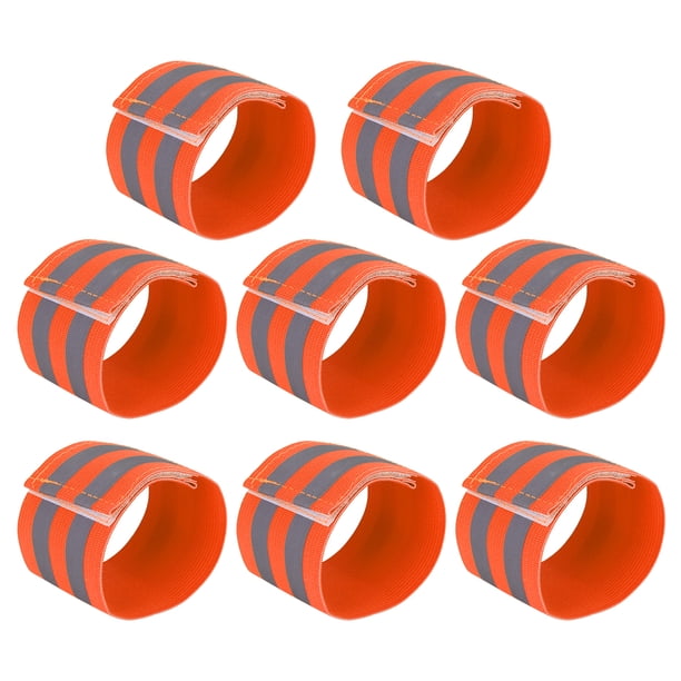 8 uds Bandas Reflectantes para Muñeca Unique Bargains Ciclismo Naranja
