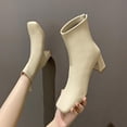 thumbnail image 5 of NOKIO Women'S Vintage Ankle Boots With A Square Toe Women Ankle Boots Autumn And Winter Simple Solid Color Fashion Comfortable Square Toe Square Heel Back Zipper Women'Sfashion-Forward Ankle Booties, 5 of 9