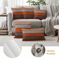 thumbnail image 6 of Orange Wooden Outdoor Waterproof Pillow Covers, Grey Stripe Gradient Country Rustic Grain Decorative Square Throw Pillowcase Sofa Cushion Sham for Patio/Couch/Chair, 18"x18" 2 Pack, 6 of 8