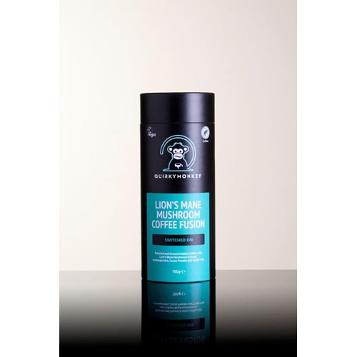 QuirkyMonkey Lion's Mane Mushroom Coffee Fusion (Switched On) 150g, British Import (Pack of 2)