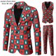 thumbnail image 3 of Conjunto de 3 piezas de traje con chaleco y pantalón con estampado digital navideño, 3 of 6