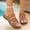 Brown, variant on Women's Comfort Solid Color Round Toe Wedge Sandals, Thick Sole Open Toe Casual Slides for Beach Trip Navy 36