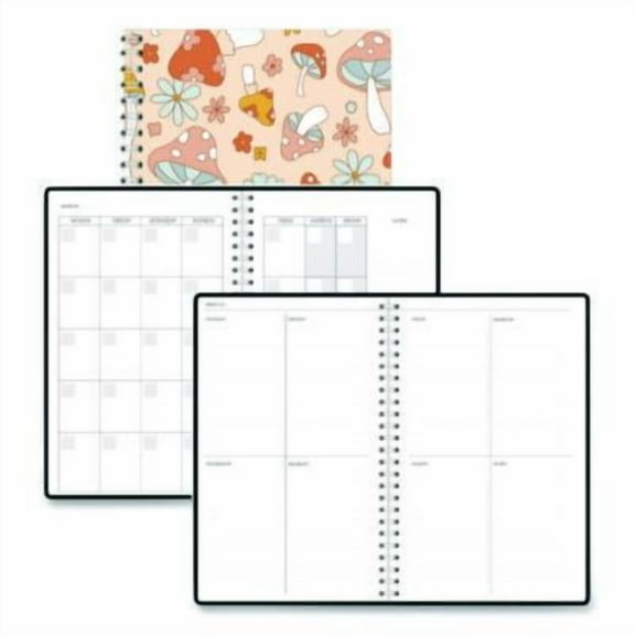 House of Doolittle HOD212140 Recycled Non-Dated Monthly & Weekly Planner, Mushrooms - Multi Color Cover