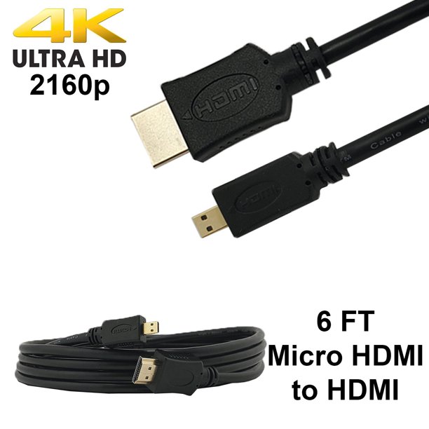 6 FT Micro HDMI To HDMI Cable TV AV Adapter For Mobile Phones Tablets