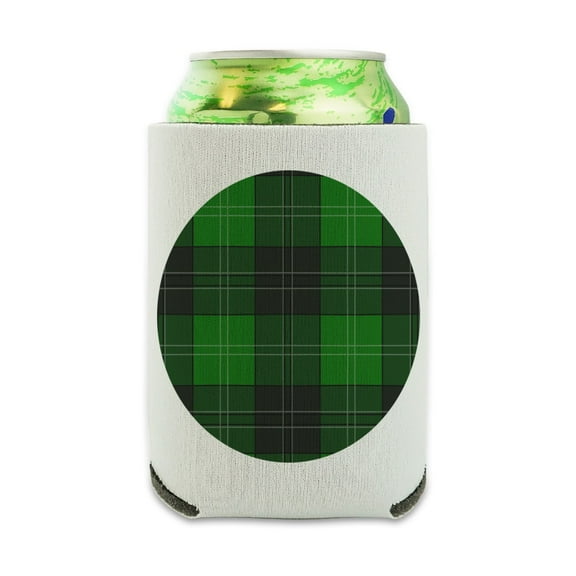 Plaid Green Gray Grey Pattern Can Cooler - Drink Sleeve Hugger Collapsible Insulator - Beverage Insulated Holder