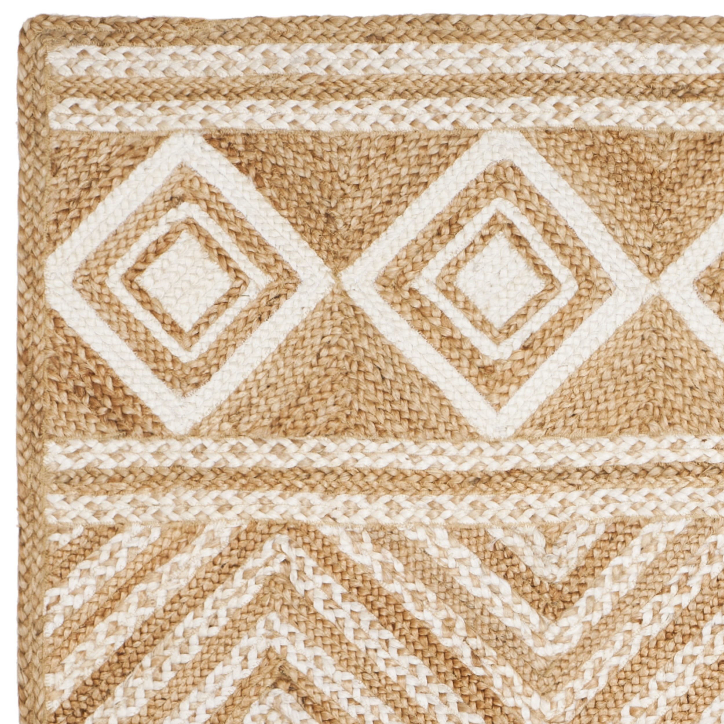 SAFAVIEH Natural Fiber Davina Geometric Braided Jute Area Rug, Natural/Ivory, 4' x 6'