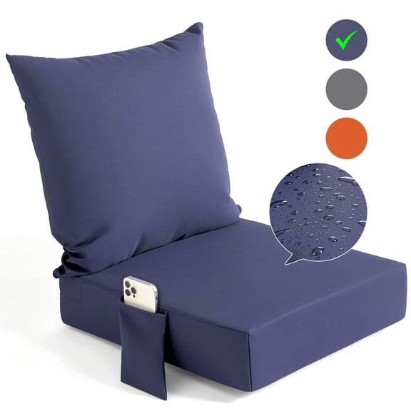 Biotree Outdoor Seat Cushions for Chairs,Waterproof Fade-Resistant Patio Furniture Replacement Cushions with Removable Cover,Blue