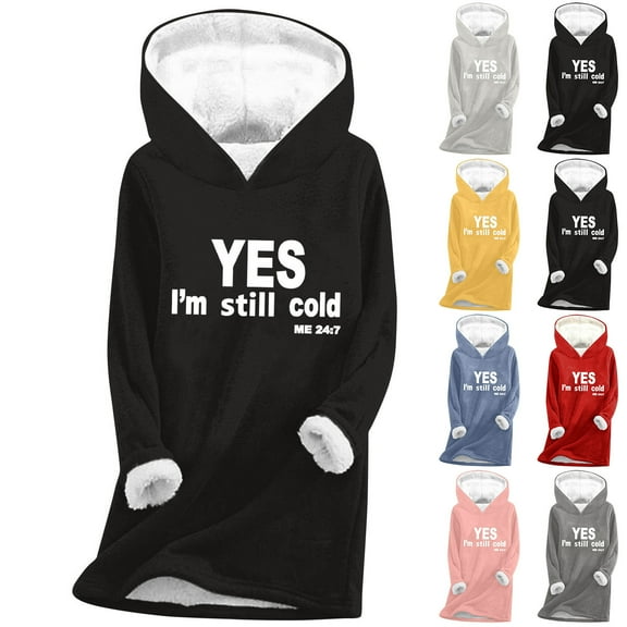 Aboser Yes,Im Still Cold Sherpa Lined Hoodie Women Warm Plush Fleece Loungewear Trendy Long Sleeve Hooded Pullover Cozy Long Sweatshirts
