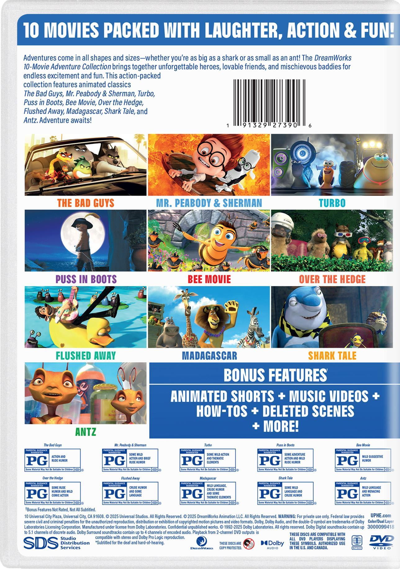 DreamWorks 10-Movie Adventure Collection (DVD), Animation