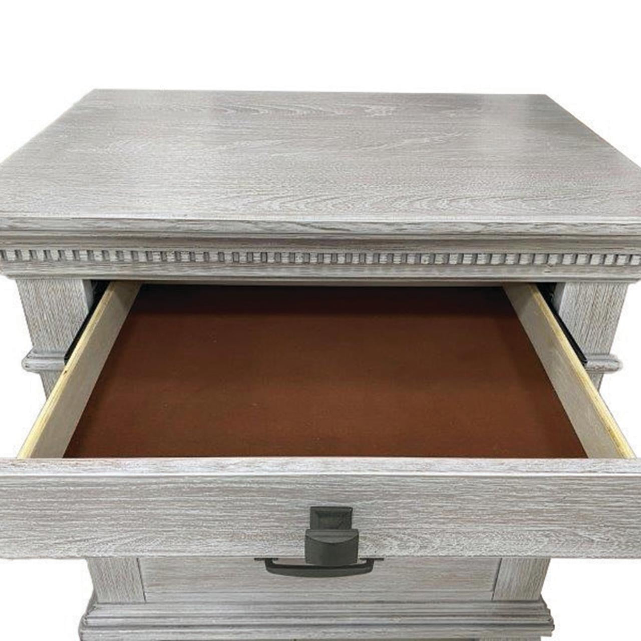 Furniture of America Elandra Transitional 3-Drawer Solid Wood Adult Nightstand, Weathered Gray