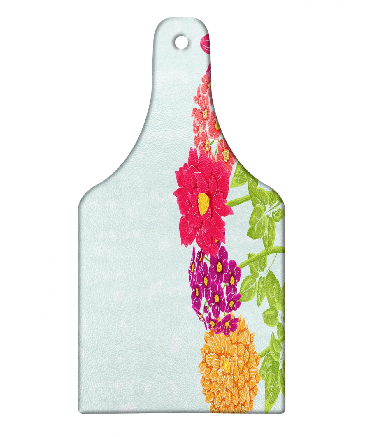 Floral Vintage Cutting Board, Colorful Flowers and Leaves Botanical