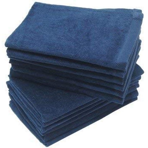 Lot de 3 Serviettes de Main en Éponge 100 % Coton, 11"x18 Pouces, Serviette de Bout de Doigt Ourlée, Douce et Haute Absorption (3, Marine)