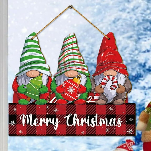 JingChun Christmas Winter Welcome Door Sign Decor Gnomes Winter Chrismtas Hanging Sign Christmas Wooden Signs Wall Rustic Front Door Yard Farmhouse Home Winter Harvest Decorations