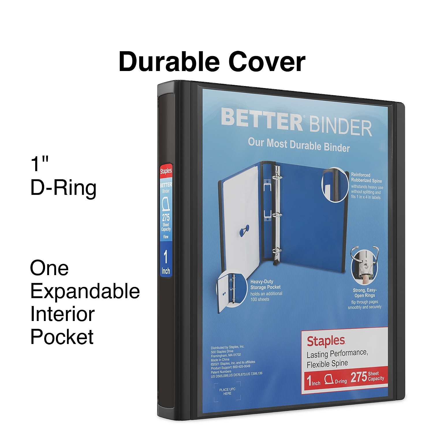 Staples 1" 3-Ring Better Binder Black 3/Pack ST55838-CCVS