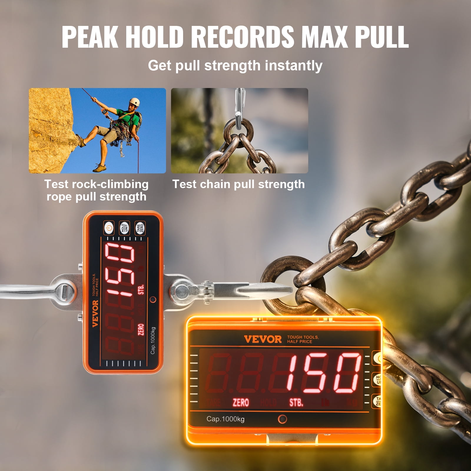 KFFKFF Digital Crane Scale Industrial Hanging Scale 2200 lbs/1000 kg Heavy Duty