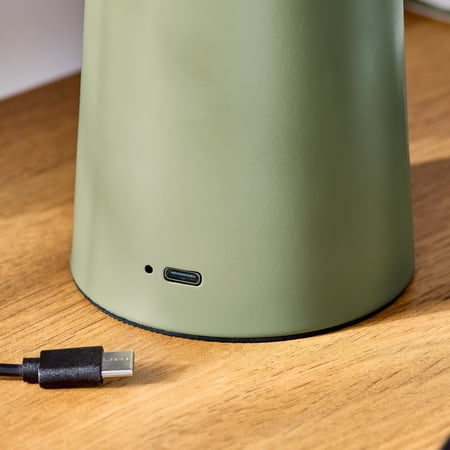 BETTER HOMES & GARDENS 12″ GREEN DOME RECHARGEABLE LED PORTABLE LAMP WITH DIMMABLE TOUCH SENSOR