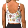 thumbnail image 3 of Haiem Happy Easter1 Pattern Womens Sports Bra - U Neck Padded Low Impact Yoga Bra Workout Crop Top Gym Moisture-Wicking Workout Vest -, 3 of 9