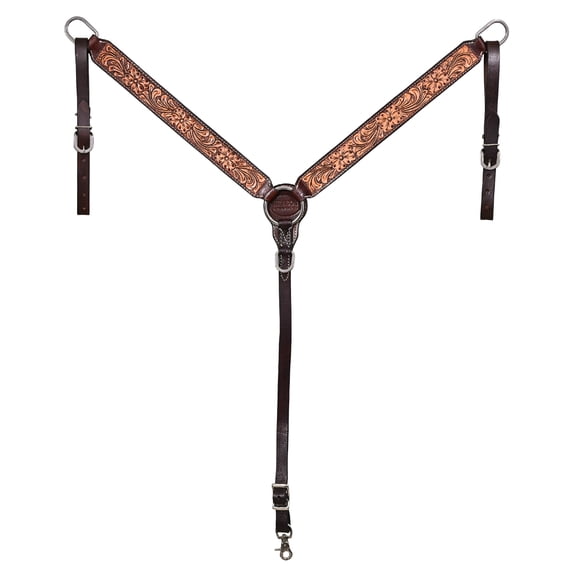 HILASON Western Horse Breast Collar American Leather Floral Tan Brown