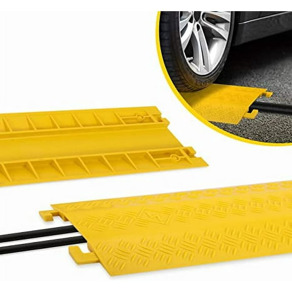 Pyle Cable Ramp Protective Cover - 2,000 lbs. Max Heavy Duty Drop Over Hose & Cable Track Protector