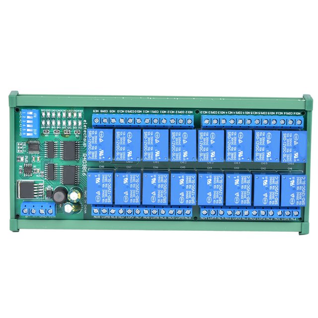 Módulo de expansión eléctrica PLC con relé RS485 de 12 V y 6 canales para control remoto con protocolo RTU R4D3B16‑R con caja de riel DIN