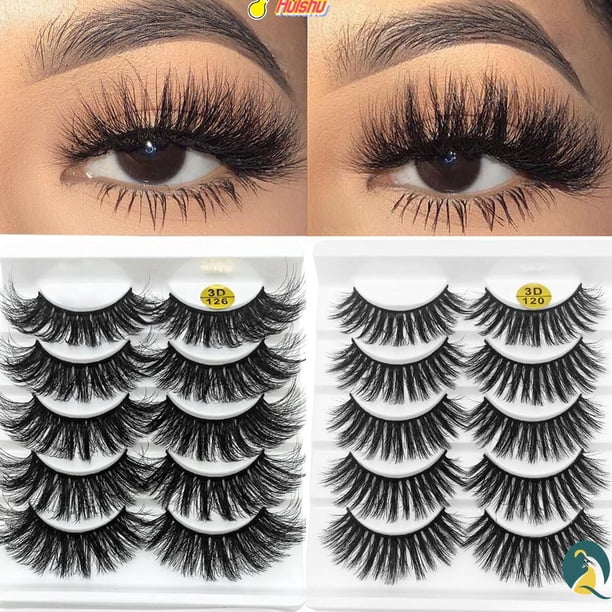 SKONHED 5 Pairs 3D Faux Mink Hair False Eyelashes Wispy Fluffy Long/3D101/3D120/3D-127 Gao Jiahui unisex