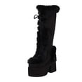 thumbnail image 5 of Platform Fuzzy Knee High Snow Boots for Women Cold Weather Fashion Plush Chunky Heel Mid Calf Winter Dress Tall Boots, 5 of 6