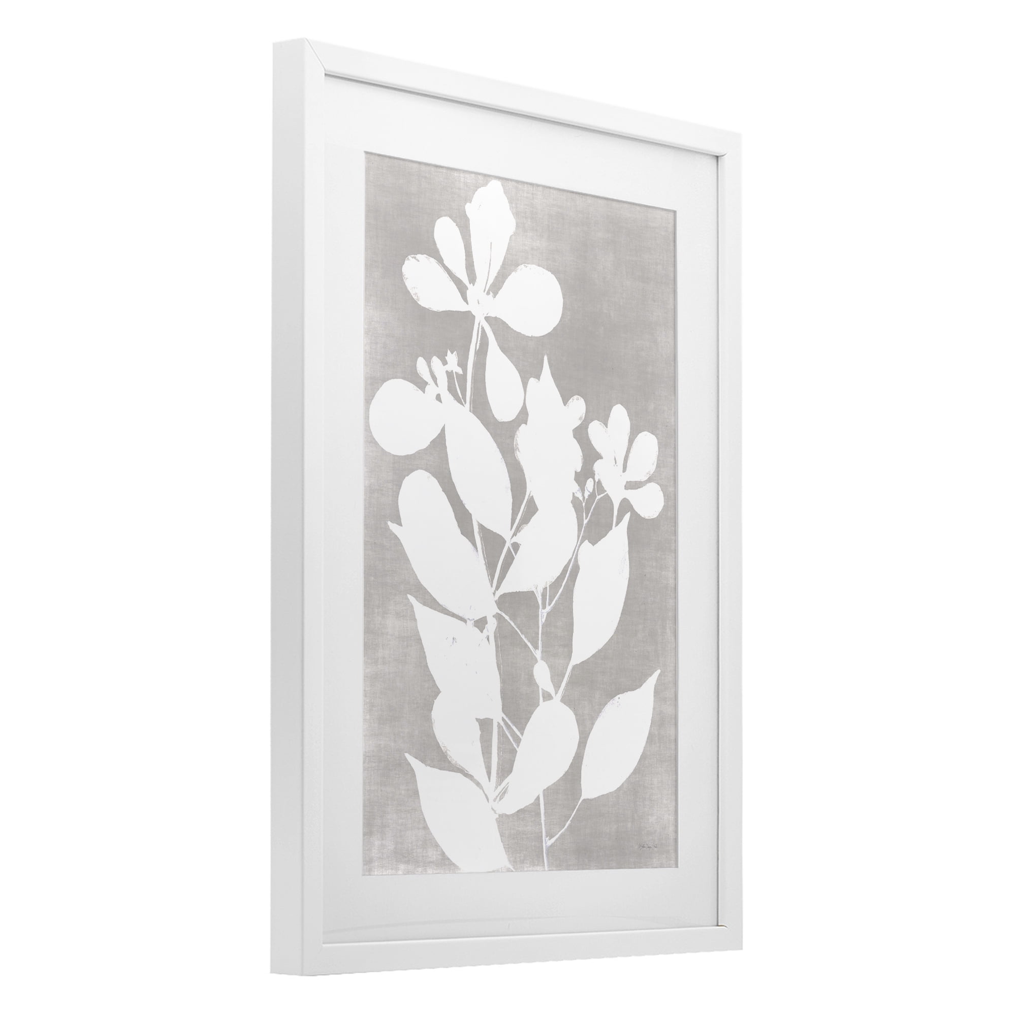 Stupell Industries Minimalist Foliage Impression White Framed Print Under Glass, design by Stellar Design Studio