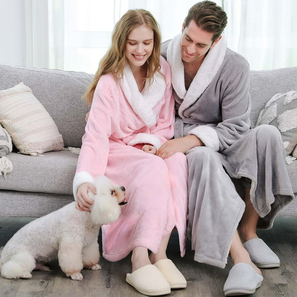 jovati Pyjama pour les Femmes Vetements de Nuit Femmes et Hommes Episser Epaissir Corail Polaire Robe Peignoir Robe Pyjama Vetements de Nuit Poche Ceintures Walmart